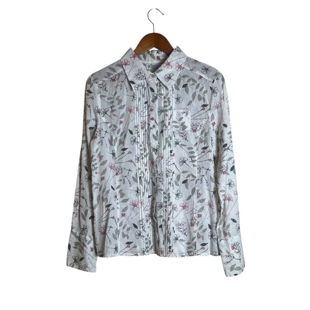 Nevada‎ floral 100% cotton button down blouse